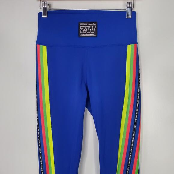 Zumba For Zumba Lovers High Waisted Ankle Leggings Surfs Up Blue Size Medium - Picture 6 of 13